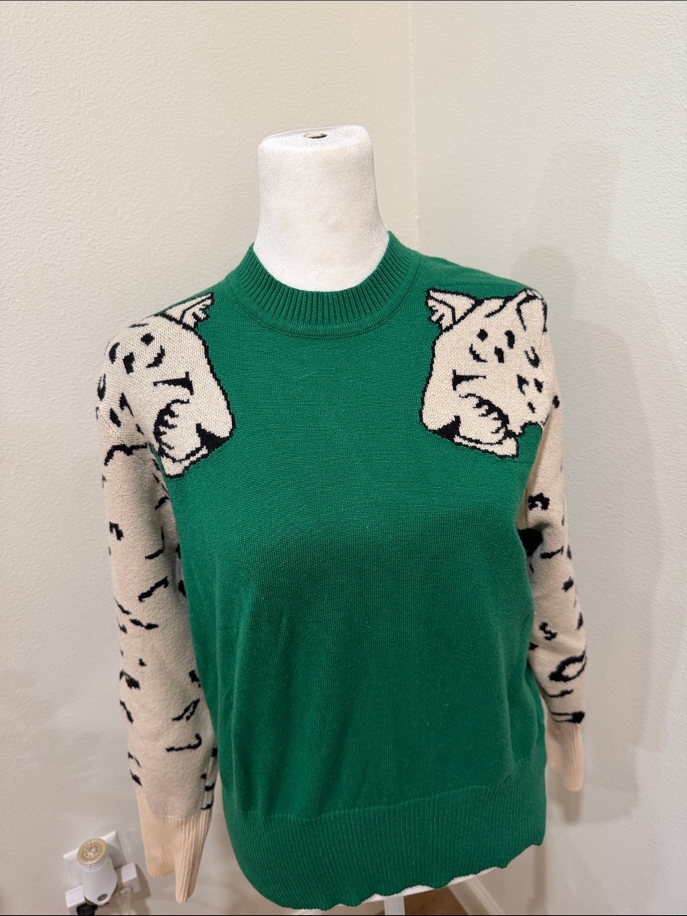 Green Sweater with Cougar Sleeves